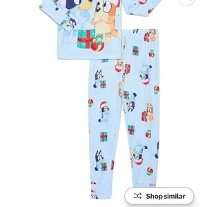 Kids Pajama Set - Light Blue with Festive Characters